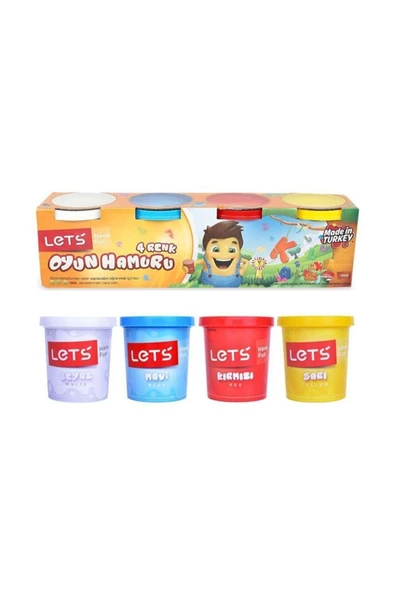4`lü Ana Renk Oyun Hamuru 560 gr Lets Oyun Hamur Seti 4 Renk 140grx4 ürün görseli 1