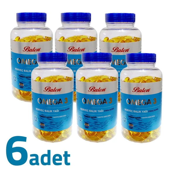 Balen Omega 3 Norveç Balık Yağı Trglsrd 1380MG x 200 Kapsül x 6 Kutu ürün görseli 1