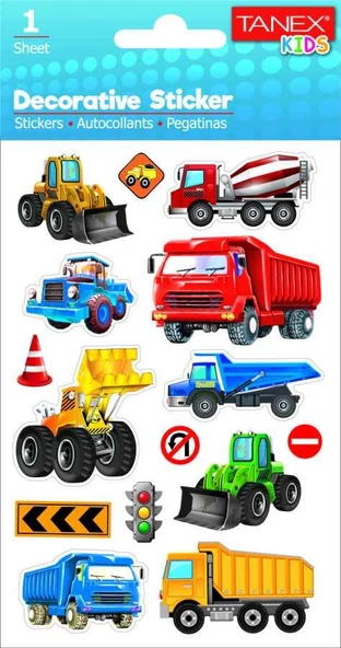 TANEX TNX-25039 PUFFY INŞAAT KAMYONLARI STICKER TE ürün görseli 1