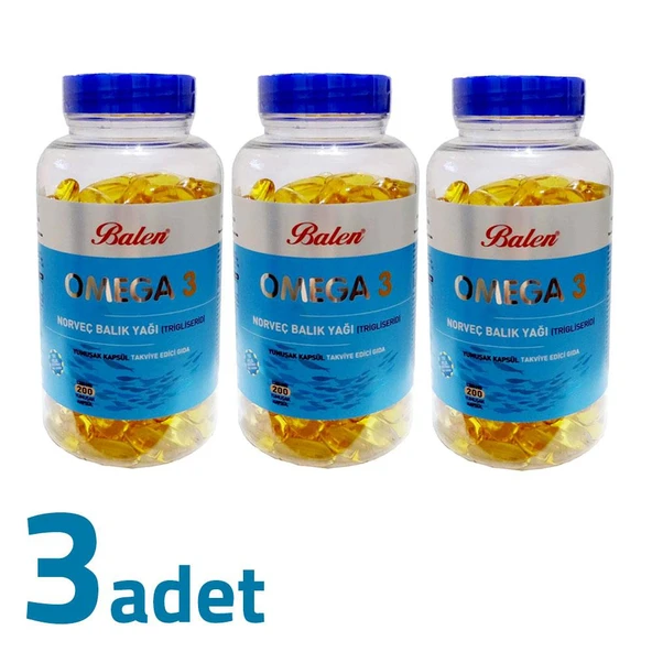 Balen Omega 3 Norveç Balık Yağı Trglsrd 1380MG x 200 Kapsül x 3 Kutu ürün görseli 1