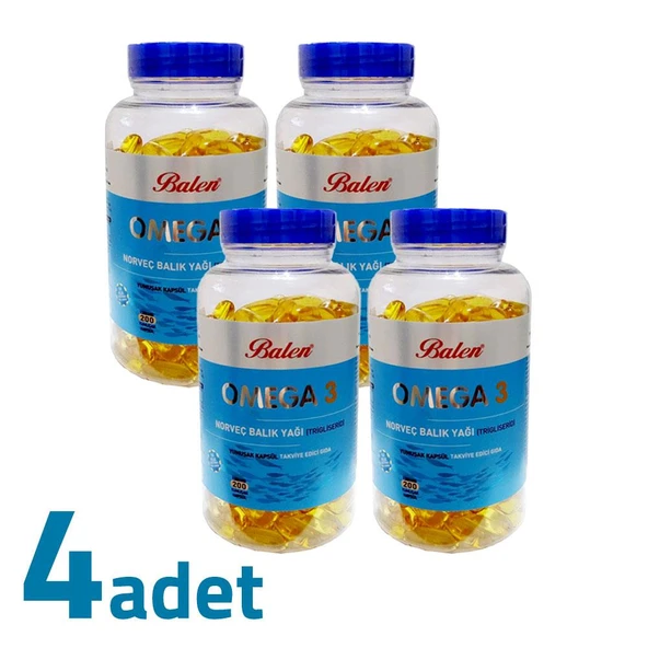 Balen Omega 3 Norveç Balık Yağı Trglsrd 1380MG x 200 Kapsül x 4 Kutu ürün görseli 1