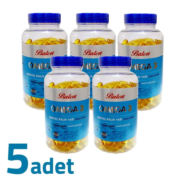 Balen Omega 3 Norveç Balık Yağı Trglsrd 1380MG x 200 Kapsül x 5 Kutu ürün görseli 1