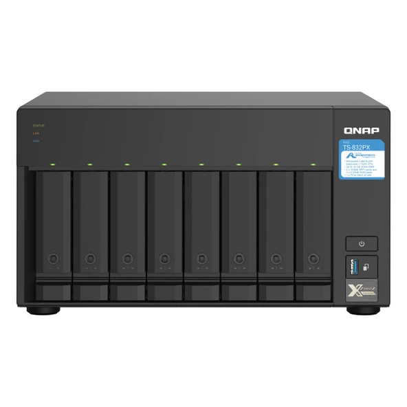 QNAP TS-832PX (8x24TB Desteği) RAID(0-1-5-6-10-50-60) NAS Depolama Ünitesi ürün görseli 1
