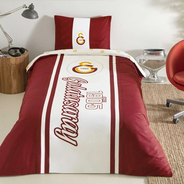Taç Taraftar Lisanslı Ranforce (Gece Işıldayan) Çarşafı Lastikli Tek Kişilik Nevresim Takımı-Galatasaray 1905 Glow ürün görseli 1