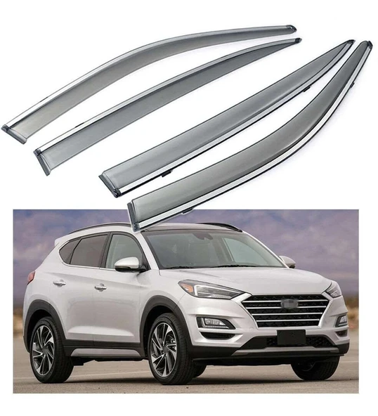 Hyundai Tucson Uyumlu 2015 2020 Kromlu Cam Rüzgarlığı İthal ürün görseli 1