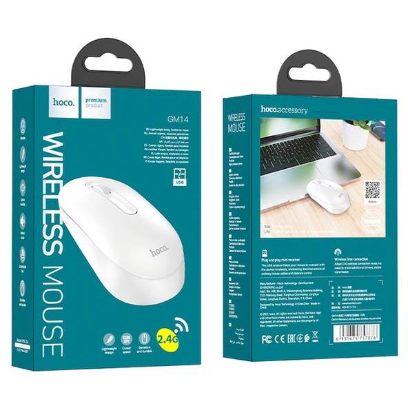 HOCO GM14 Platinium 1200dPi 2.4G Bluetooth Kablosuz Optik Mouse - Resim 10