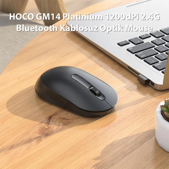 HOCO GM14 Platinium 1200dPi 2.4G Bluetooth Kablosuz Optik Mouse - Resim 2