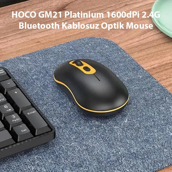 HOCO GM21 Platinium 1600dPi 2.4G Bluetooth Kablosuz Optik Mouse - Resim 2