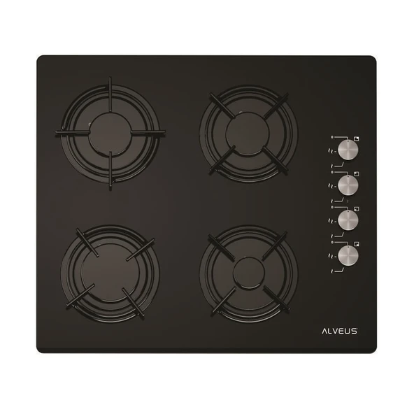 Alveus ALV GLS 640 60 Cm Siyah Cam Doğal Gaz Ankastre Ocak ürün görseli 1