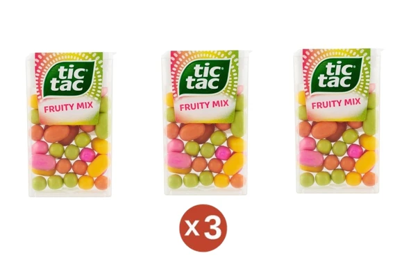 Tic Tac 3'lü Set - Karışık Meyve Aromalı Fruity Mix Aromalı Şeker ürün görseli 1