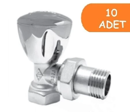 10 Adet ECA RV3 1/2 Köşe Radyatör Valfi Krom Kaplamalı Petek Havlupan Vanası 602120749 ürün görseli 1