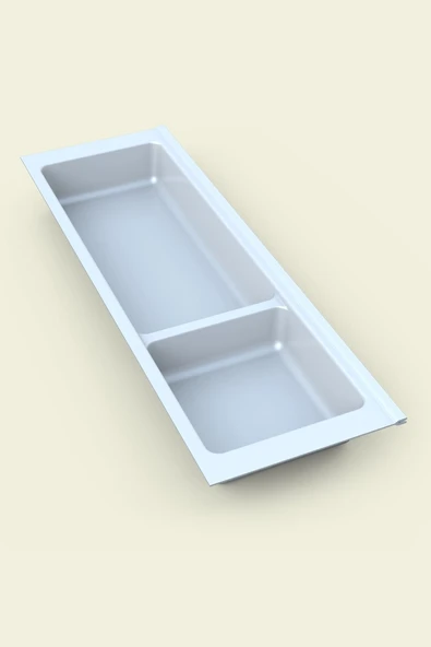 Mutfak Çekmece İçi Modüler İki Bölmeli Kaşıklık, Beyaz 16cmX48cm(Boydan 4cm Kesilebilir) ürün görseli 1