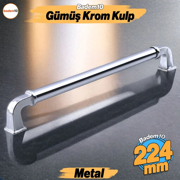 Alfa Metal Gümüş Krom Renk Kulp 224 mm Mobilya Çekmece Mutfak Dolabı Dolap Kapak Kulpları Kulb Kulpu ürün görseli 1