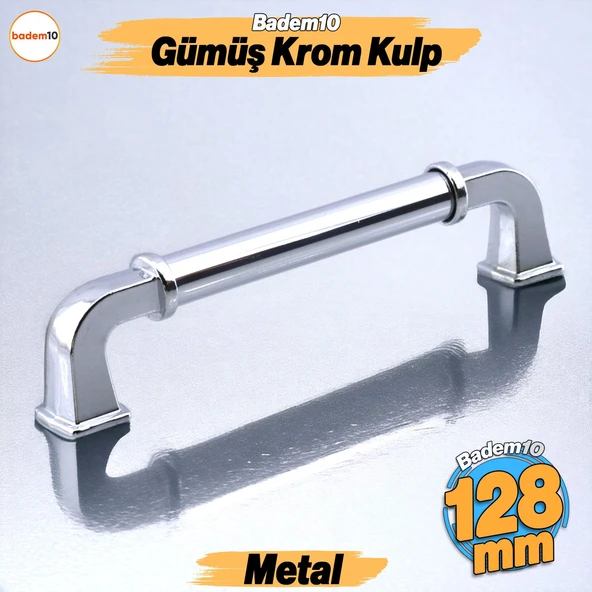 Alfa Metal Gümüş Krom Renk Kulp 128 mm Mobilya Çekmece Mutfak Dolabı Dolap Kapak Kulpları Kulb Kulpu ürün görseli 1