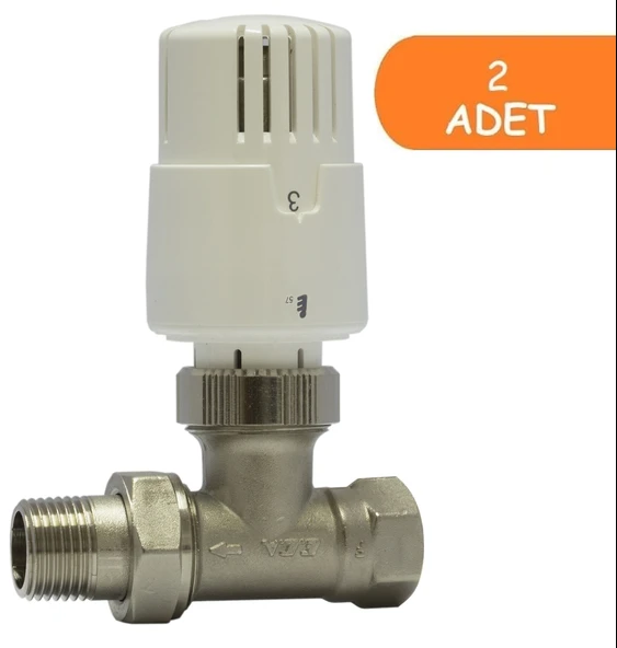 2 Adet ECA TRV4 Termostatik Düz Radyatör Valfi Petek Vanası 602120756 ürün görseli 1