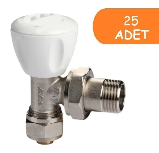 25 Adet ECA RV3 1/2 Köşe Radyatör Valfi Pex Petek Havlupan Vanası 602120721 ürün görseli 1