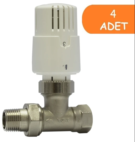 4 Adet ECA TRV4 Termostatik Düz Radyatör Valfi Petek Vanası 602120756 ürün görseli 1