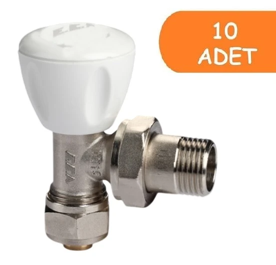 10 Adet ECA RV3 1/2 Köşe Radyatör Valfi Pex Petek Havlupan Vanası 602120721 ürün görseli 1