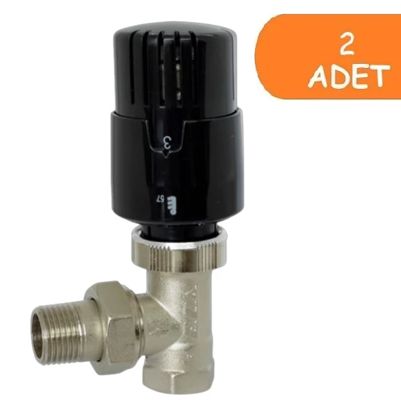2 Adet ECA TRV4 Termostatik Köşe Radyatör Valfi Petek Vanası Siyah 802120116 ürün görseli 1