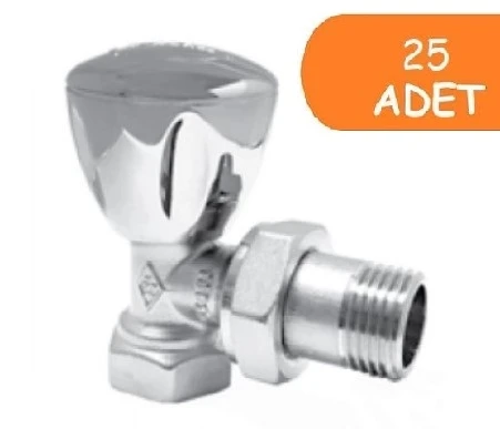 25 Adet ECA RV3 1/2 Köşe Radyatör Valfi Krom Kaplamalı Petek Havlupan Vanası 602120749 ürün görseli 1