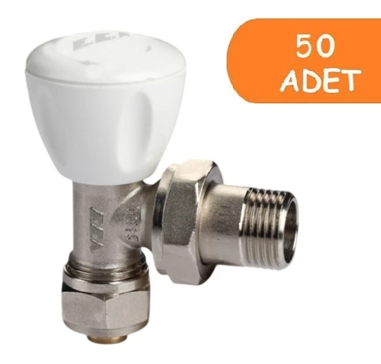 50 Adet ECA RV3 1/2 Köşe Radyatör Valfi Pex Petek Havlupan Vanası 602120721 ürün görseli 1