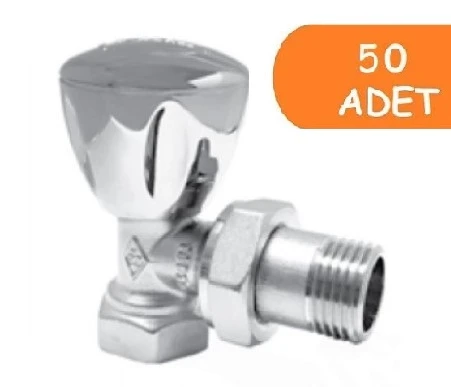 50 Adet ECA RV3 1/2 Köşe Radyatör Valfi Krom Kaplamalı Petek Havlupan Vanası 602120749 ürün görseli 1
