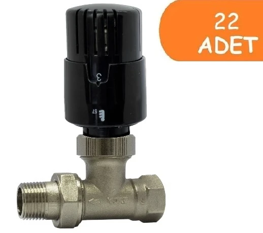 10 Adet ECA TRV4 Termostatik Düz Radyatör Valfi Petek Vanası Siyah 802120117 ürün görseli 1