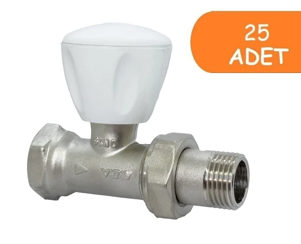25 Adet ECA RV3 1/2 Düz Radyatör Valfi  Petek Havlupan Vanası 602120725 ürün görseli 1