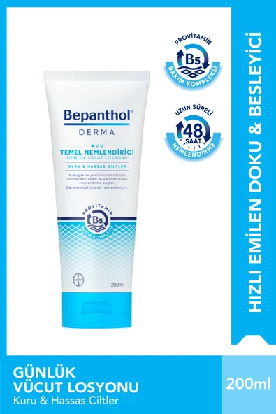 Bepanthol Derma Temel Nemlendirici Günlük Vücut Losyonu 200 ml Kuru Ve Hassas Ciltler ürün görseli 1