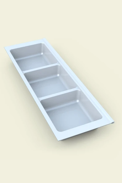 Mutfak Çekmece Içi Kaşıklık, Beyaz Üç Bölmeli Modül 16Cm X 48Cm ürün görseli 1