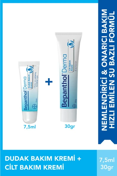 Bepanthol Cilt Kremi 30gr & Günlük Yoğun Nemlendirici Dudak Bakım Kremi 7,5ml - El, Dudak ve Günlük Yüz Bakım ürün görseli 1