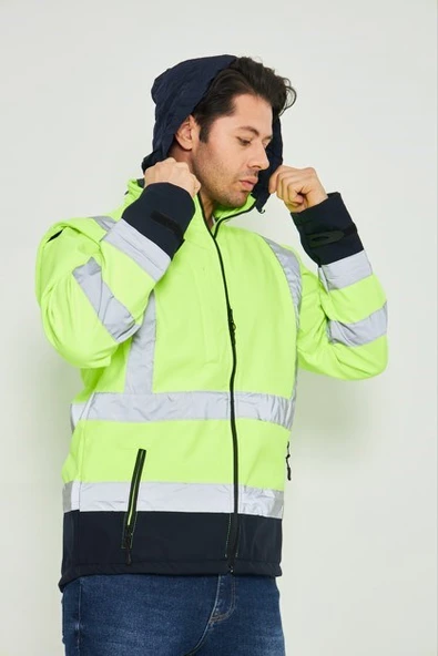 Orange Safety Sarı Softshell Mont Kolları Çıkmalı Reflektörlü ürün görseli 1