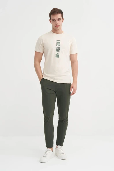 Cazador Slim Fit Bisiklet Yaka Pamuklu Baskılı Tişört ürün görseli 1