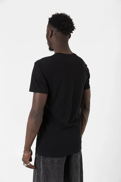 Siyah Basic Erkek V Yaka Tshirt - Resim 7