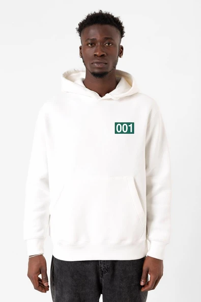 Squid Game Player 001 Beyaz Erkek 3ip Kapşonlu Sweatshirt ürün görseli 1