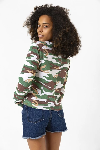 Kamuflaj Ekstra Uzunkol Sweatshirt - Resim 2