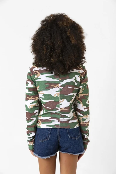 Kamuflaj Ekstra Uzunkol Sweatshirt - Resim 5