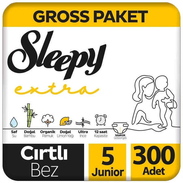 Sleepy Extra Bebek Bezi Gross Paket 5 Beden 100X3 300 Adet ürün görseli 1
