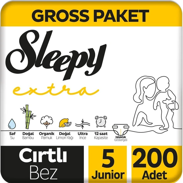 Sleepy Extra Günlük Aktivite Gross Paket Bebek Bezi 5 Numara Junior 200 Adet ürün görseli 1