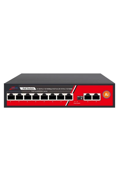 ZTECH ZR-1010 8 Port 10/100 POE + 2 Port 10/100/1000 Mbps 125W ürün görseli 1