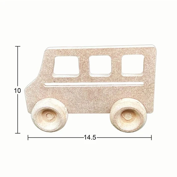 Ahşap Oyuncak Minibüs 14,5x10cm OY106 ürün görseli 1