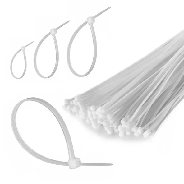 Kablo Bağı Cırt Kelepçe 25cm Naylon Beyaz 100 Adet Etc R11 ürün görseli 1