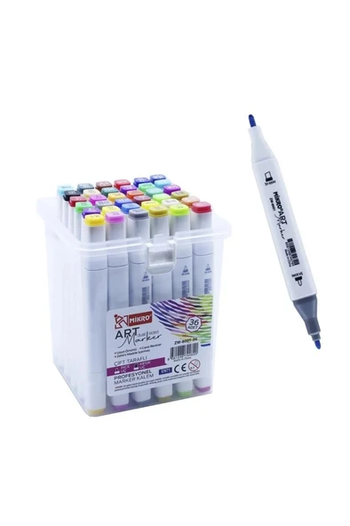Mikro Çift Uçlu Fosforlu Kalem Art Marker 36 Renk ürün görseli 1