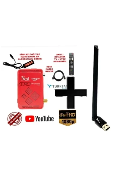 Next Kanky Full HD Yeni Uydu Alıcı + Next 7601 Wifi Anten ürün görseli 1
