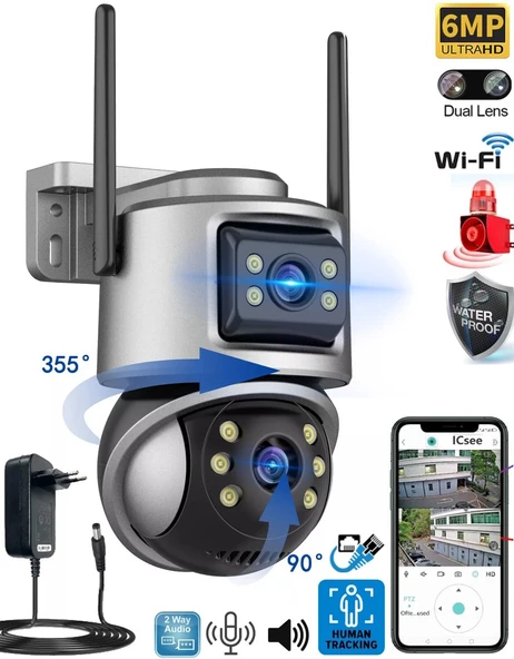 ICSEE VİVA232 6MP DUAL LENS 360° GÖRÜŞ HAREKETLİ  WATERPROOF GECE GÖRÜŞ SESLİ GÖRÜŞME AKILLI KAMERA ürün görseli 1