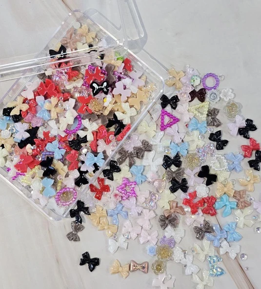 Tırnak Süsleme Charm Nail Art Charm Taşları Fiyonk Dizayn Mix 3D Tırnak Süsleri ürün görseli 1