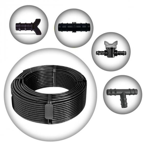 16mm DAMLAMA BORUSU 20cm DELİKLİ 400 m 2 LİTRE DAMLAMA BORUSU VE MALZEMELERİ HAZIR PAKET ürün görseli 1