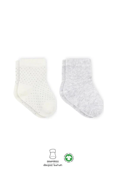 Nessiworld Bistyle Puan Derby Penye Soket Çorap 2'Li BS10103 Gri Ekru ürün görseli 1