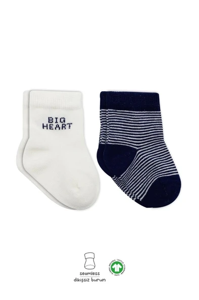 Nessiworld Bistyle Big Heart Penye Soket Çorap 2'Li BS10117 Lacivert ürün görseli 1