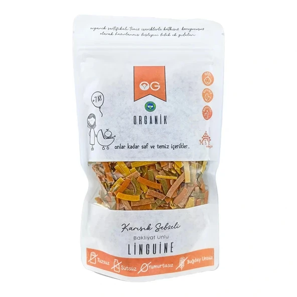 Nessiworld OG Natural Organik Karışık Sebzeli Bakliyat Unlu Şerit Makarna Linguine 200 Gr ürün görseli 1